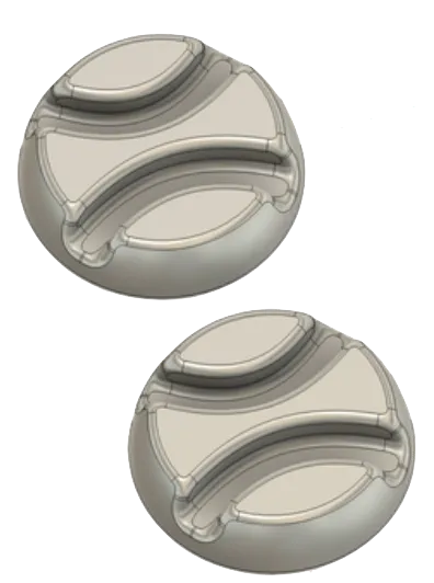 Fusion 360 model of the two chocolate ball coins.